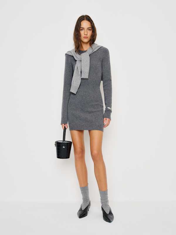 Walker Cashmere Crew Dress - Thunder